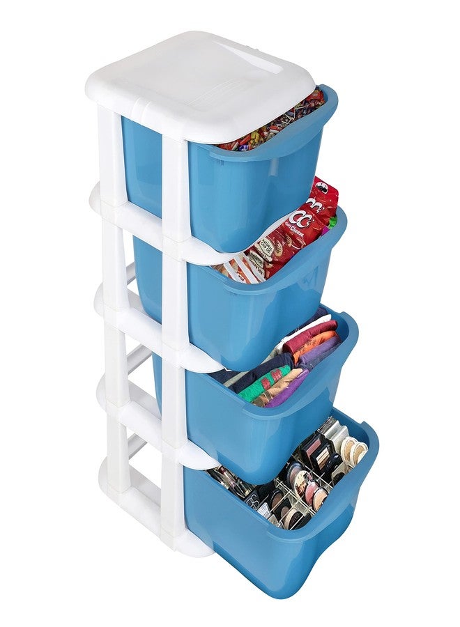 Cutting EDGE Multipurpose Drawers Set Organizer, Rack and Storage for Home, Office, Stationary, Cosmetics, Bathroom -(4 Layers, Blue) - Image 1